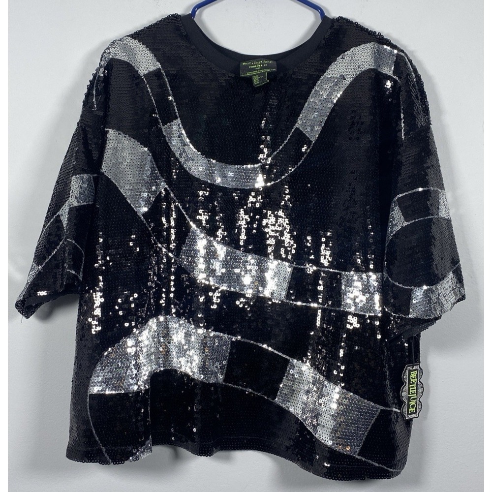 Beetlejuice x Forever 21 Plus Sequin Sandworm Top Women's Sz 0X Whimsy Goth Punk